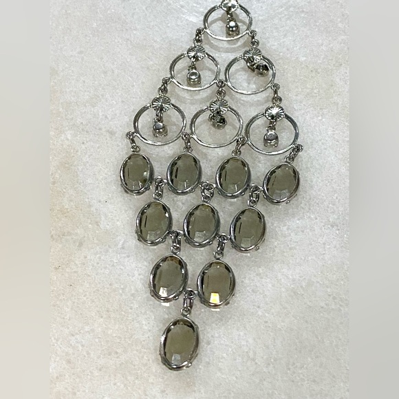 Vintage Crystal Rhinestone Large Pendant Necklace - Picture 8 of 14